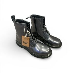 Dr. Martens Metallic Charcoal Lace-Up Women’s Combat Boots